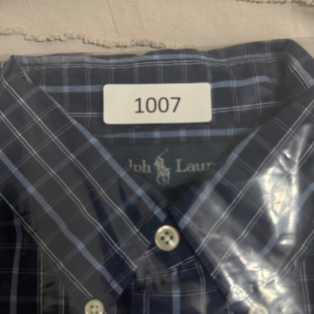 Ralph Lauren Button Down Shirt Mens L Navy Blue Plaid Excellent Yarmouth - Picture 7 of 7